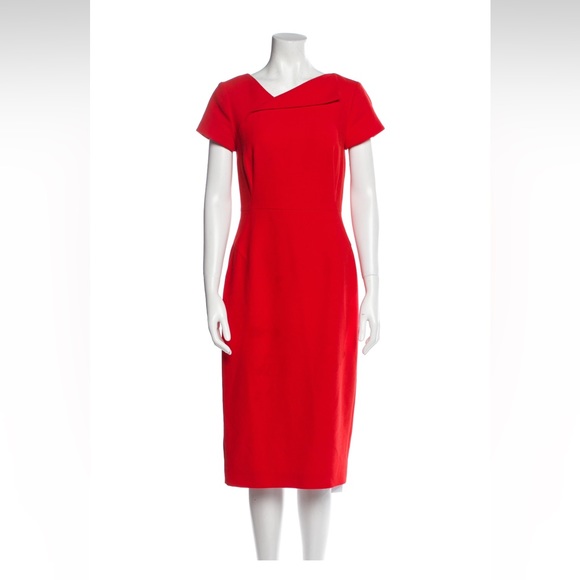 LK Dresses Lk Red Asymmetrical Neckline Short Sleeve Sheath Dress Us8 Poshmark